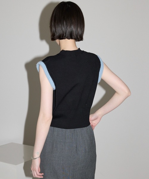 leimn（レイムン）の「【袖バイカラータンクニットベスト】（ベスト・レディース・ブラック/ホワイト・M）」の13枚目の写真