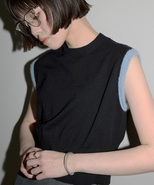 leimn（レイムン）の「【袖バイカラータンクニットベスト】（ベスト・レディース・ブラック/ホワイト・M）」の20枚目の写真