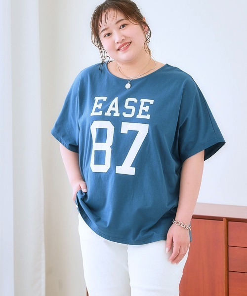 SMILE LAND（スマイルランド）の「＜大きいサイズ＞ ドルマンプリントTシャツ（吸汗速乾）（Tシャツ/カットソー・レディース・ベージュ系/オレンジ系/グリーン系/ブラック系/ネイビー系/ネイビー系2/グレー系/ブラック系2/ホワイト系/ネイビー系3/ブラック系3・L～LL/3L～4L/5L～6L）」の10枚目の写真