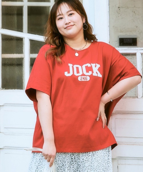 SMILE LAND（スマイルランド）の「＜大きいサイズ＞ ドルマンプリントTシャツ（吸汗速乾）（Tシャツ/カットソー・レディース・ベージュ系/オレンジ系/グリーン系/ブラック系/ネイビー系/ネイビー系2/グレー系/ブラック系2/ホワイト系/ネイビー系3/ブラック系3・L～LL/3L～4L/5L～6L）」の11枚目の写真