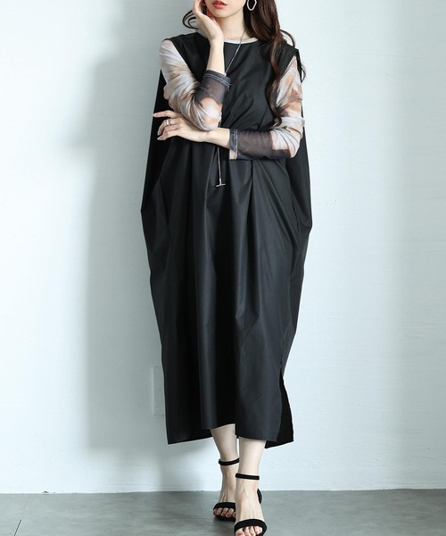 Sawa a la mode(サワアラモード)の「ゆったりノースリーブカットソーワンピース(ワンピース・レディース・レッド/イエロー/ブラック・FREE)」の1枚目の写真