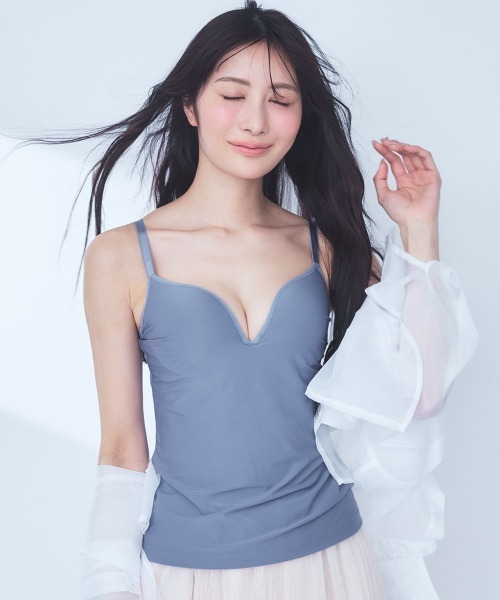 aimerfeel（エメフィール）の「【接触冷感】エアリークール リッチバスト ブラトップ (ワイヤー入り)（キャミソール・レディース・ブラック/ナチュラル/グレイッシュブルー/オフホワイト・SMALL/MEDIUM/LARGE/X-LARGE）」の17枚目の写真
