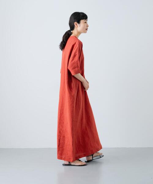 かぐれ【25SS】 2サイズ展開　リネンレーヨンワイドワンピース　サイズ1 かぐれ ワンピース 「2サイズ展開」リネンレーヨンワイド
