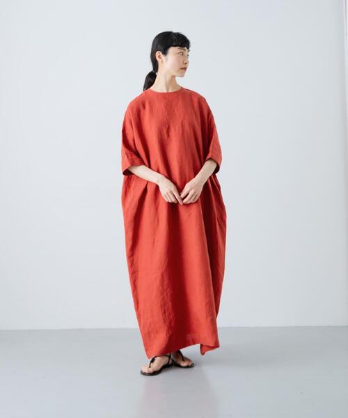 かぐれ(カグレ)の「『2サイズ展開』リネンクルーネックワイドワンピース(ワンピース・レディース・レッド/ブラック・1/0)」の19枚目の写真