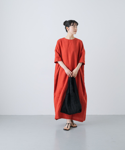 23AW かぐれ kagure ワイドスクエアワンピース F チャコール かぐれ｜『2サイズ展開』コットンポンチワイドワンピース
