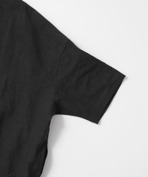 リネンクルーネックワイドワンピース 2サイズ展開』リネンクルーネックワイドワンピース（ワンピース