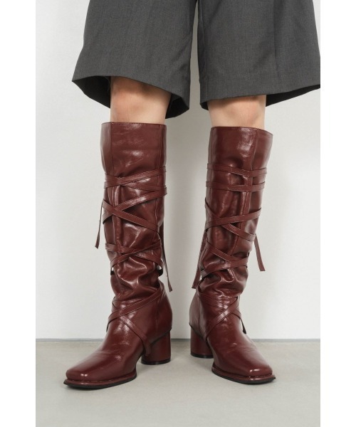 Knuth Marf(クヌースマーフ)の「loose long ribbon boots(ブーツ・レディース・バーガンディー/レッド/ブラック・24/23/25)」の10枚目の写真
