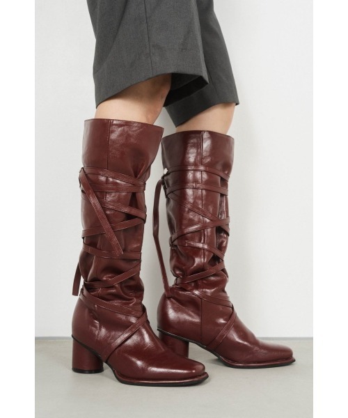 Knuth Marf(クヌースマーフ)の「loose long ribbon boots(ブーツ・レディース・バーガンディー/レッド/ブラック・24/23/25)」の12枚目の写真