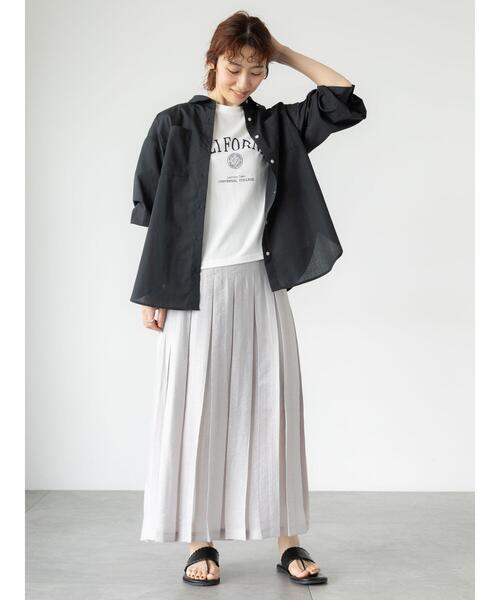 Lugnoncure(ルノンキュール)の「【接触冷感】カレッジ風ロゴTシャツ(Tシャツ/カットソー・レディース・オフホワイト/グレー/チャコールグレー・F)」の4枚目の写真