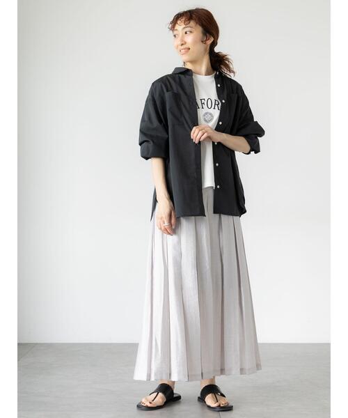 Lugnoncure(ルノンキュール)の「【接触冷感】カレッジ風ロゴTシャツ(Tシャツ/カットソー・レディース・オフホワイト/グレー/チャコールグレー・F)」の5枚目の写真