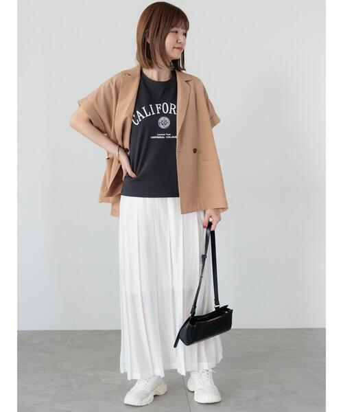 Lugnoncure(ルノンキュール)の「【接触冷感】カレッジ風ロゴTシャツ(Tシャツ/カットソー・レディース・オフホワイト/グレー/チャコールグレー・F)」の7枚目の写真