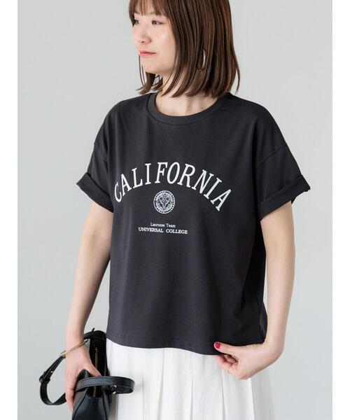 Lugnoncure(ルノンキュール)の「【接触冷感】カレッジ風ロゴTシャツ(Tシャツ/カットソー・レディース・オフホワイト/グレー/チャコールグレー・F)」の9枚目の写真