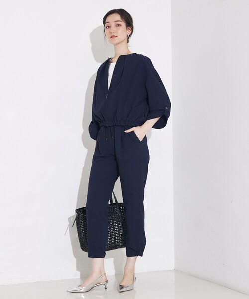 qualite(カリテ)の「【セットアップ対応】シアサッカーブルゾン/春服/夏服/サマージャケット/オフィスカジュアル/ドルマンジャケット(ブルゾン・レディース・ベージュ/ネイビー・38/36)」の17枚目の写真