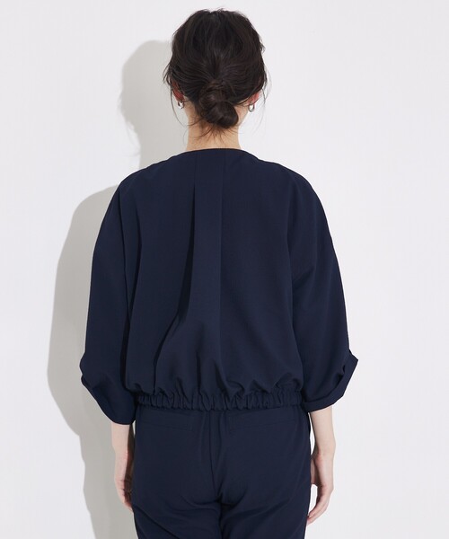qualite(カリテ)の「【セットアップ対応】シアサッカーブルゾン/春服/夏服/サマージャケット/オフィスカジュアル/ドルマンジャケット(ブルゾン・レディース・ベージュ/ネイビー・38/36)」の21枚目の写真