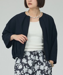 qualite（カリテ）の「【セットアップ対応】シアサッカーブルゾン/春服/夏服/サマージャケット/オフィスカジュアル/ドルマンジャケット（ブルゾン）」