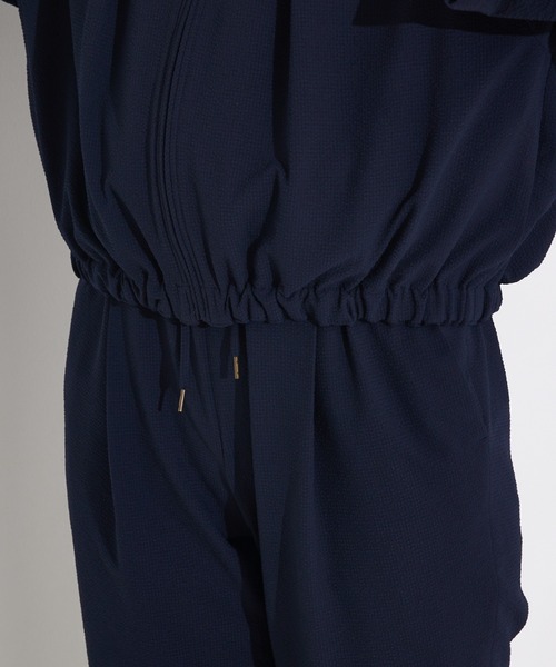 qualite（カリテ）の「【セットアップ対応】シアサッカーブルゾン/夏服/サマージャケット/オフィスカジュアル/ドルマンジャケット（ブルゾン・レディース・ベージュ/ネイビー・38/36）」の12枚目の写真