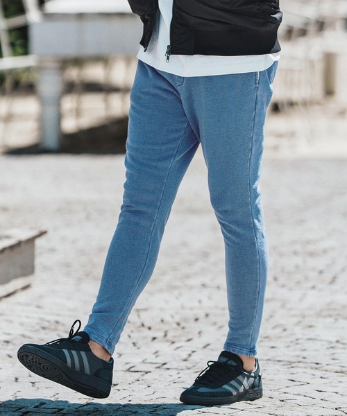 felkod(フィルコッド)の「mp13754- Knit Denim Spindle Pants スピンドルパンツ(その他パンツ・メンズ・ライトインディゴブルー/インディゴブルー・S/M/L)」の1枚目の写真