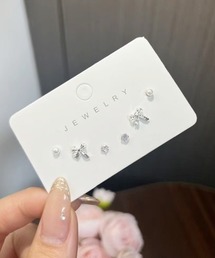 Mayree（メイリー）の「【MASHIRO】リボン アクリルパール＆ストーンピアス6点セット（MA/EK339)（ピアス（両耳用））」