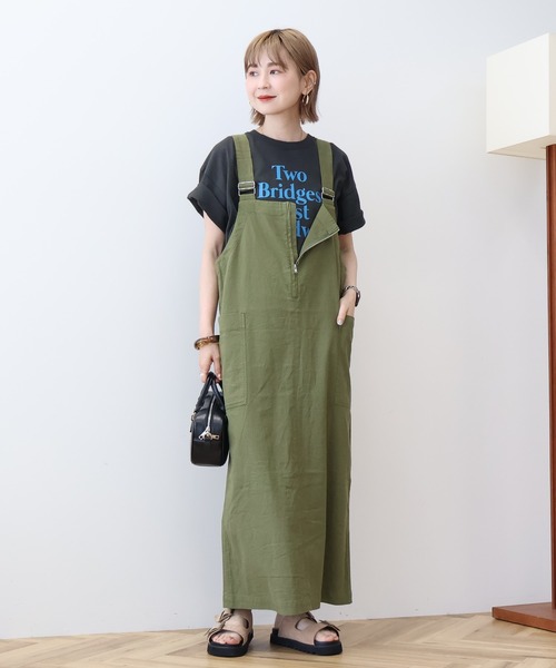 AMERICAN HOLIC（アメリカンホリック）の「【WEB限定】リネンブレンドIラインジャンパースカート（ジャンパースカート・レディース・ブラック/カーキ・M/L）」の15枚目の写真