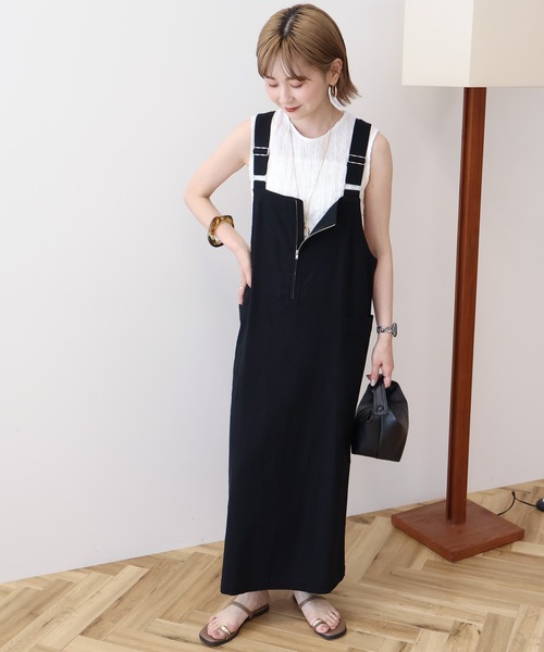 AMERICAN HOLIC（アメリカンホリック）の「【WEB限定】リネンブレンドIラインジャンパースカート（ジャンパースカート・レディース・ブラック/カーキ・M/L）」の18枚目の写真