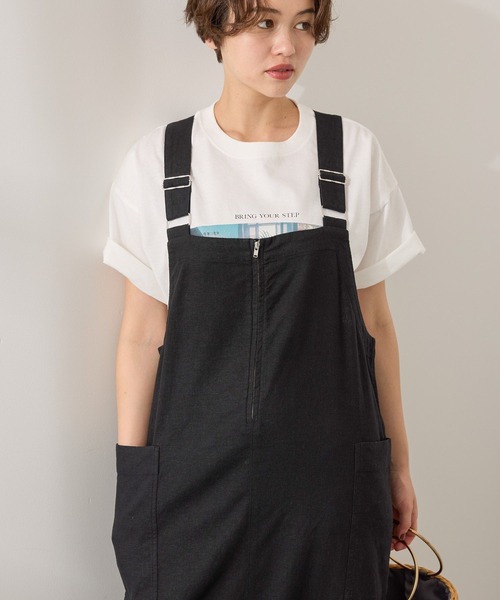 AMERICAN HOLIC（アメリカンホリック）の「【WEB限定】リネンブレンドIラインジャンパースカート（ジャンパースカート・レディース・ブラック/カーキ・M/L）」の21枚目の写真