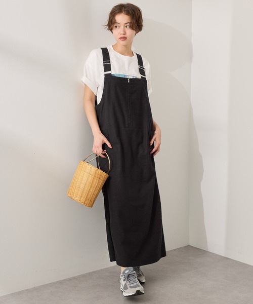 AMERICAN HOLIC（アメリカンホリック）の「【WEB限定】リネンブレンドIラインジャンパースカート（ジャンパースカート・レディース・ブラック/カーキ・M/L）」の19枚目の写真