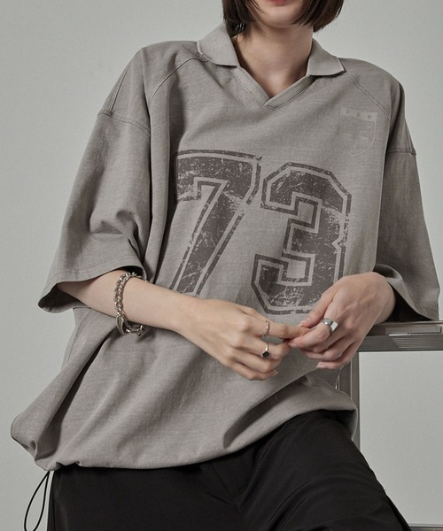 Alfred Alex(アルフレッドアレックス)の「【Alfred Alex】ヴィンテージ ピグメント加工 ナンバリングゲームTシャツ(Tシャツ/カットソー・メンズ・ネイビー/レッド/ブラック/グレー・M/L)」の2枚目の写真