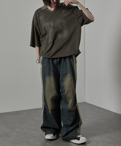 Alfred Alex(アルフレッドアレックス)の「【Alfred Alex】ヴィンテージ ピグメント加工 ナンバリングゲームTシャツ(Tシャツ/カットソー・メンズ・ネイビー/レッド/ブラック/グレー・M/L)」の5枚目の写真