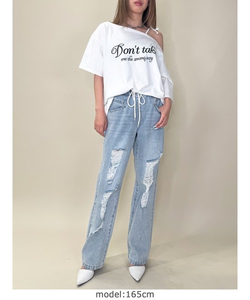 EGOIST（エゴイスト）の「ロゴワンショルカットソートップ（Tシャツ/カットソー・レディース・ブラック/ネイビー/ホワイト・FREE）」の11枚目の写真