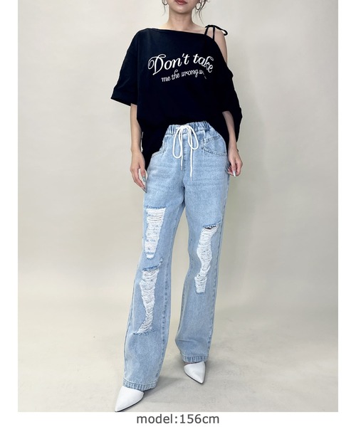 EGOIST（エゴイスト）の「ロゴワンショルカットソートップ（Tシャツ/カットソー・レディース・ブラック/ネイビー/ホワイト・FREE）」の17枚目の写真