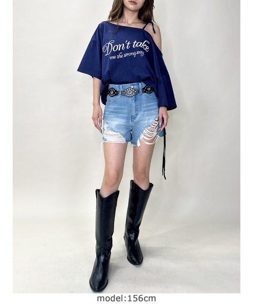 EGOIST（エゴイスト）の「ロゴワンショルカットソートップ（Tシャツ/カットソー・レディース・ブラック/ネイビー/ホワイト・FREE）」の21枚目の写真