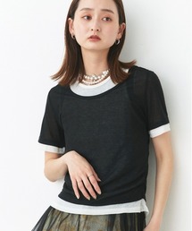 レイヤードデザイン シアーカットソー