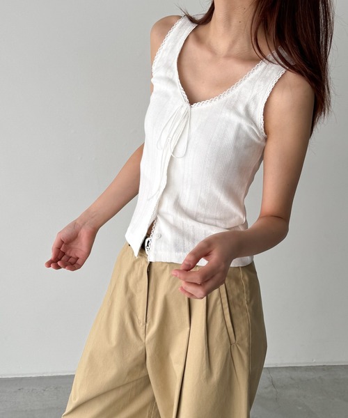 CANAL JEAN（キャナルジーン）の「El mar　ピコレースタンクトップ（タンクトップ・レディース・ホワイト/グレー/ブラック・ONE SIZE）」の12枚目の写真