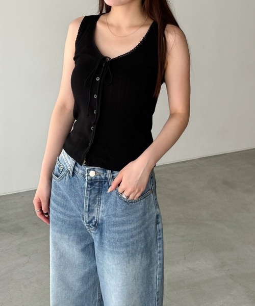 CANAL JEAN（キャナルジーン）の「El mar　ピコレースタンクトップ（タンクトップ・レディース・ホワイト/グレー/ブラック・ONE SIZE）」の9枚目の写真