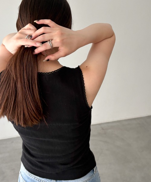 CANAL JEAN（キャナルジーン）の「El mar　ピコレースタンクトップ（タンクトップ・レディース・ホワイト/グレー/ブラック・ONE SIZE）」の8枚目の写真