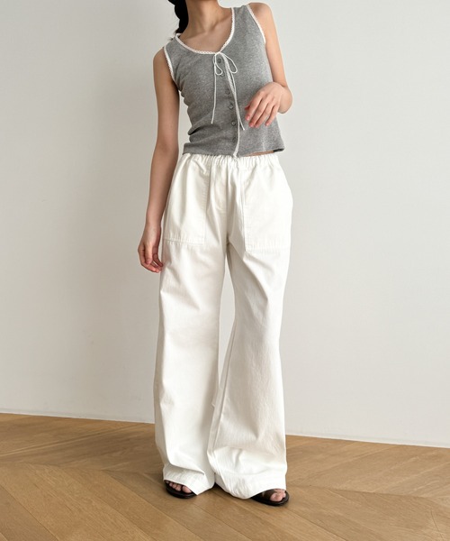 CANAL JEAN（キャナルジーン）の「El mar　ピコレースタンクトップ（タンクトップ・レディース・ホワイト/グレー/ブラック・ONE SIZE）」の5枚目の写真