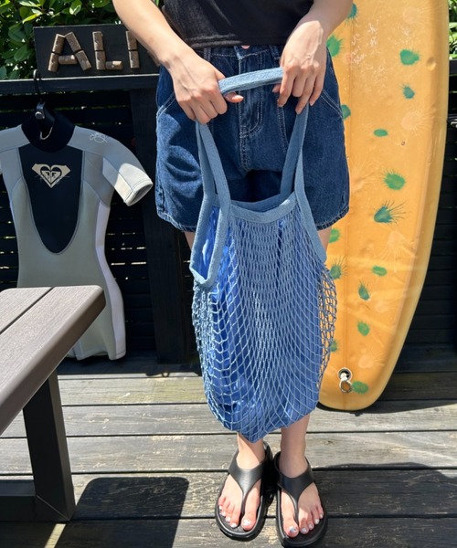 Loco Ocean(ロコオーシャン)の「裏地付きコットンメッシュトートバッグ(トートバッグ・レディース・モスグリーン/ブルー・ONE SIZE)」の5枚目の写真