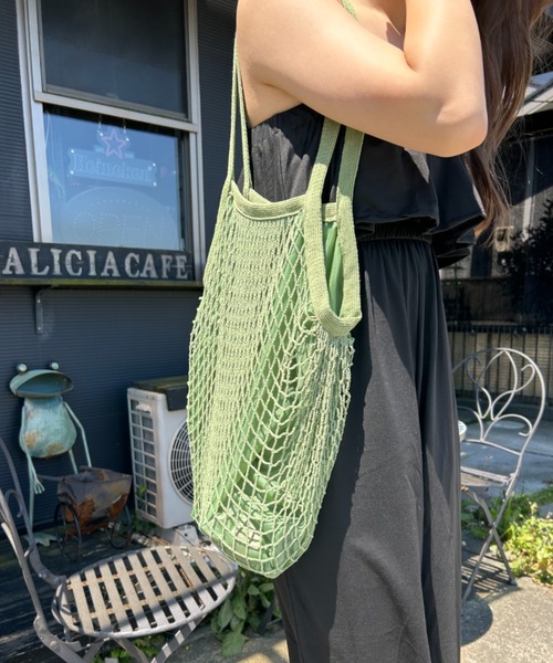 Loco Ocean(ロコオーシャン)の「裏地付きコットンメッシュトートバッグ(トートバッグ・レディース・モスグリーン/ブルー・ONE SIZE)」の7枚目の写真