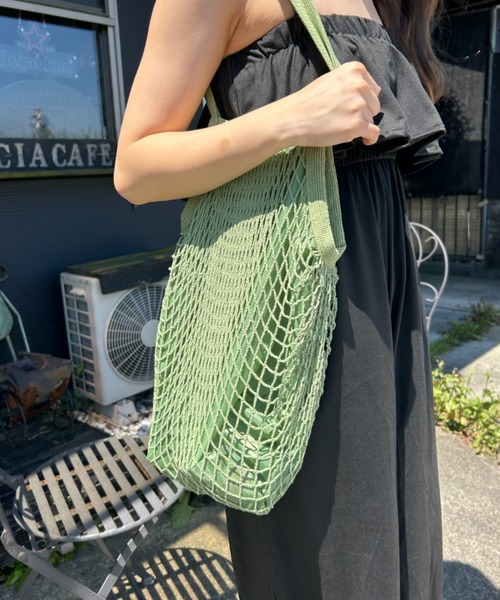 Loco Ocean(ロコオーシャン)の「裏地付きコットンメッシュトートバッグ(トートバッグ・レディース・モスグリーン/ブルー・ONE SIZE)」の8枚目の写真