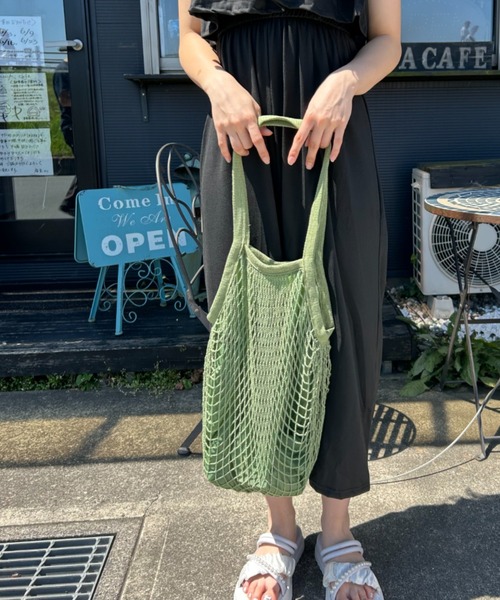 Loco Ocean(ロコオーシャン)の「裏地付きコットンメッシュトートバッグ(トートバッグ・レディース・モスグリーン/ブルー・ONE SIZE)」の9枚目の写真