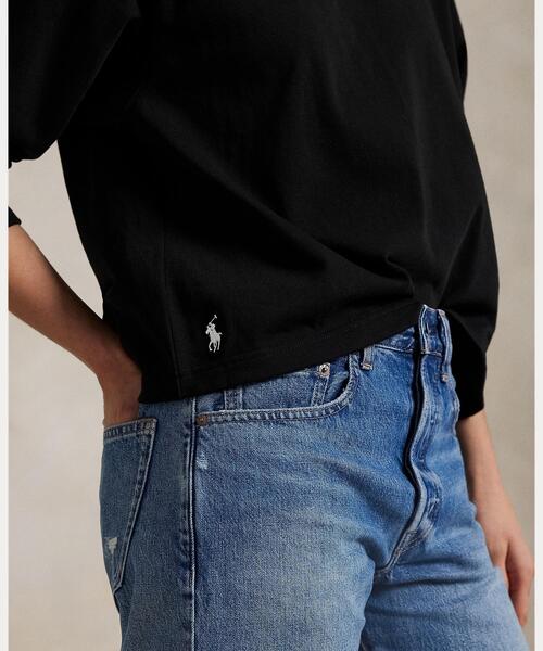 POLO RALPH LAUREN(ポロ ラルフ ローレン)の「クロップド コットン ジャージー ロングスリーブ Tシャツ(Tシャツ/カットソー・レディース・ブラック系1・S/XL/M/L)」の5枚目の写真