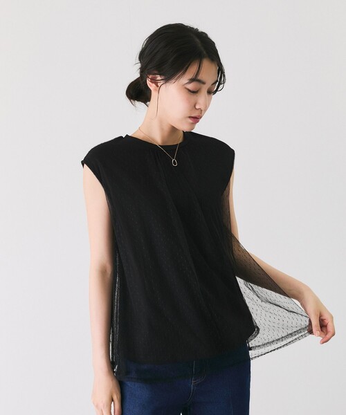 Jayro(ジャイロ)の「ドットチュール×カットプルオーバー(Tシャツ/カットソー・レディース・ブラック/ホワイト系その他/ネイビー・M)」の21枚目の写真