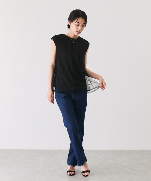 Jayro(ジャイロ)の「ドットチュール×カットプルオーバー(Tシャツ/カットソー・レディース・ブラック/ホワイト系その他/ネイビー・M)」の18枚目の写真