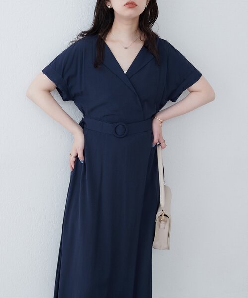 natural couture(ナチュラルクチュール)の「【WEB限定】トライアングルカラーワンピース(ワンピース・レディース・ベージュ/ネイビー/ブラック/サックスブルー/ボルドー・FREE)」の1枚目の写真
