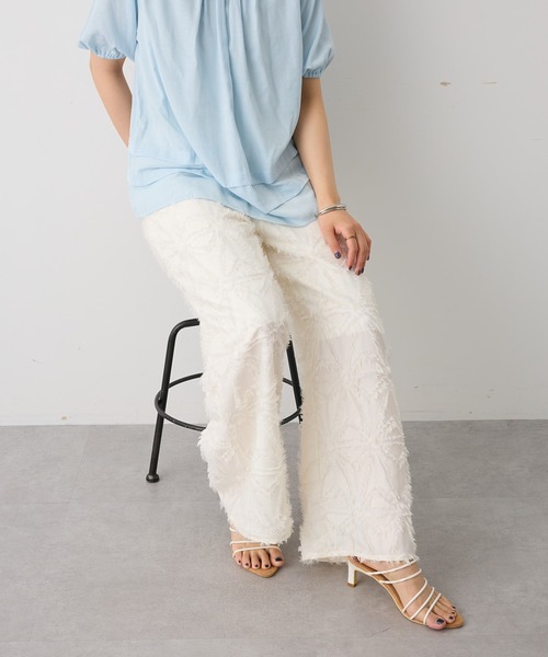 CRAFT STANDARD BOUTIQUE(クラフトスタンダードブティック)の「カットジャガードパンツ◆(その他パンツ・レディース・ブラウン/オフホワイト・FREE)」の2枚目の写真