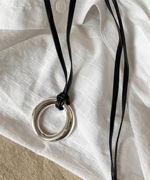 RiNc（リンク）の「【 BARELY BLUE / ベアリーブルー 】 PUレザー メタル ロングネックレス / ペンダント（ネックレス）」