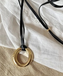 RiNc（リンク）の「【 BARELY BLUE / ベアリーブルー 】 PUレザー メタル ロングネックレス / ペンダント（ネックレス）」