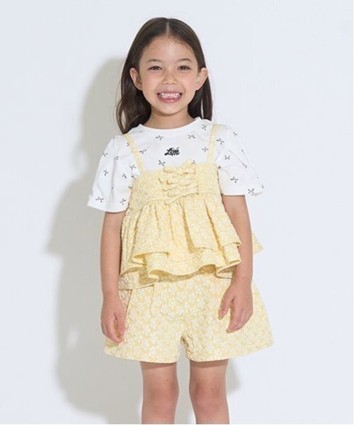Lycee mine（リセマイン）の「【セットアップ】キャミ＆ショートパンツセット（セットアップ・キッズ・ベージュ/クリーム/ミント/ブラック・150cm/120cm/140cm/100cm/110cm/130cm）」の3枚目の写真
