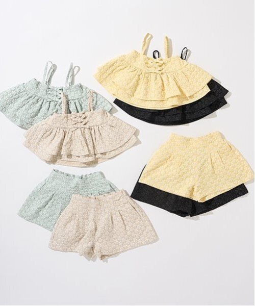 Lycee mine（リセマイン）の「【セットアップ】キャミ＆ショートパンツセット（セットアップ・キッズ・ベージュ/クリーム/ミント/ブラック・150cm/120cm/140cm/100cm/110cm/130cm）」の5枚目の写真