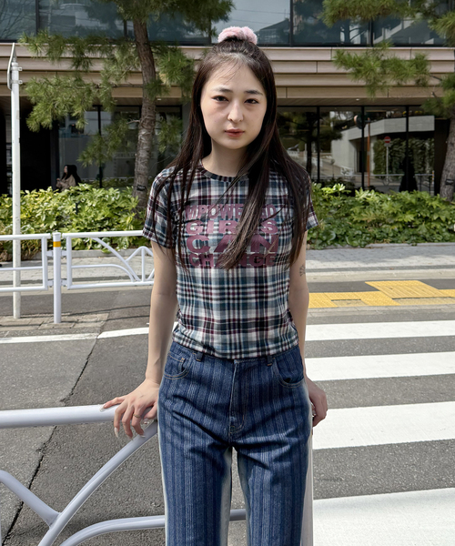 追加》チェックグラフィックTEE（Tシャツ/カットソー）｜Oriens